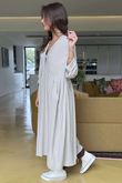 Made in Italy Donegal Cotton Jersey Smock Dress Stone